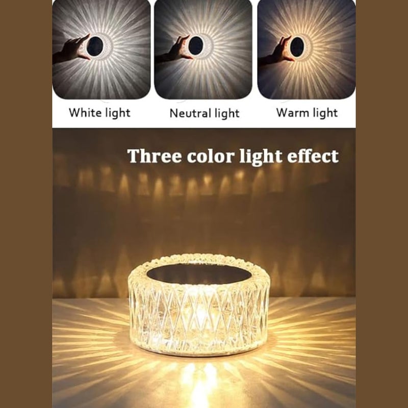 Drumstone Drumstone Exclusively Year Warranty Crystal LED Table Lamp 3Levels Brightness Desk Lamp 3 Color Touch Control Rechargeable Lamp Night Light Bedside LampDining Room Lamp - Image 5