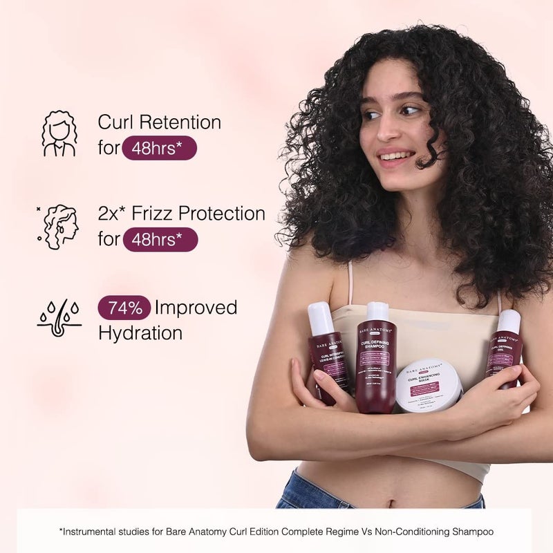 BARE ANATOMY شامبو باري أناتومي لتعريف التجاعيد  قناع شعر  بلسم بدون شطف  جل  احتفاظ بالتجاعيد  حماية من التجاعيد  2X  زيت جوز الهند  حمض الهيالورونيك  زيت الخروع  250 مل  250 جرام  140 مل  140 مل - Image 2