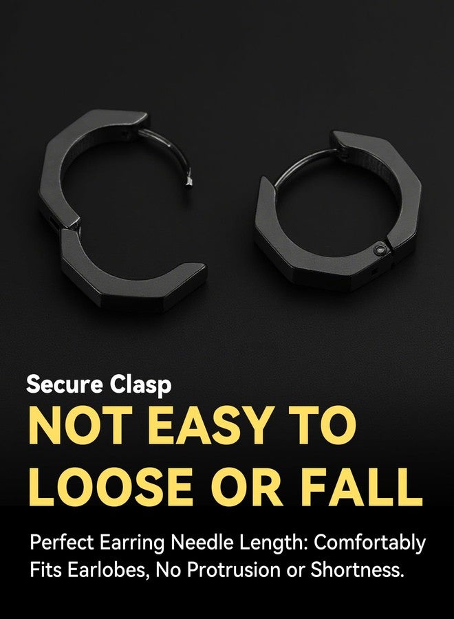 ChainsHouse Stud Earrings for Men Women,316L Stainless Steel/18K Gold/Black Metal, Punk Hypoallergenic Surgical Huggie Hoop Earrings Mens Jewelry Piercing Hoop Earrings, Metal - Image 5