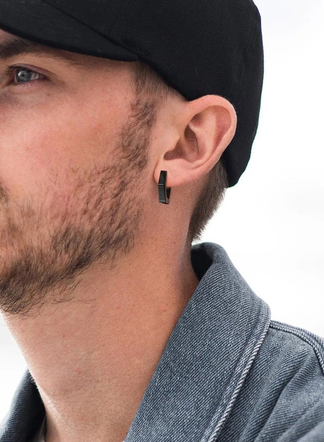 ChainsHouse Stud Earrings for Men Women,316L Stainless Steel/18K Gold/Black Metal, Punk Hypoallergenic Surgical Huggie Hoop Earrings Mens Jewelry Piercing Hoop Earrings, Metal - Image 4