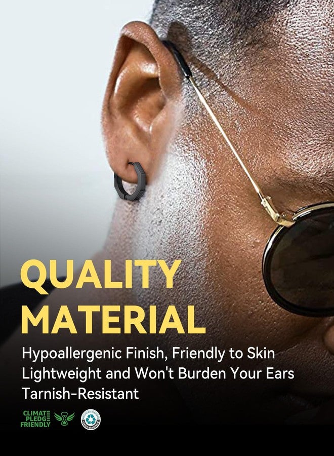 ChainsHouse Stud Earrings for Men Women,316L Stainless Steel/18K Gold/Black Metal, Punk Hypoallergenic Surgical Huggie Hoop Earrings Mens Jewelry Piercing Hoop Earrings, Metal - Image 2