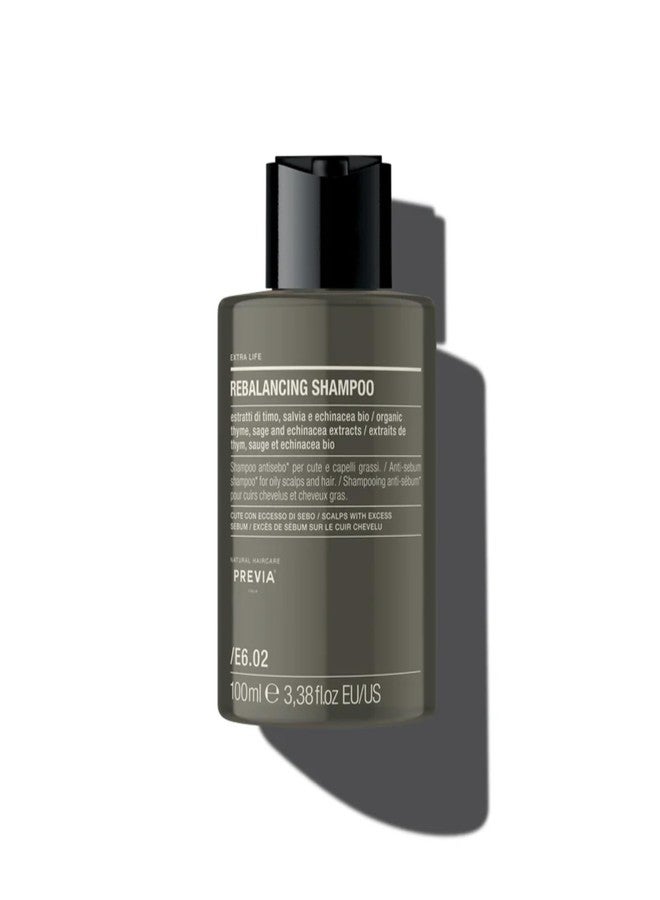 PREVIA Extralife Rebalancing Shampoo | Anti-Sebum Formula for Oily Hair and Scalp | Organic Ingredients | Vegan and Cruelty-Free | Dermatologically Tested | 3.38 oz - Image 1
