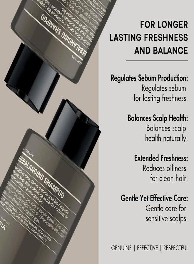 PREVIA Extralife Rebalancing Shampoo | Anti-Sebum Formula for Oily Hair and Scalp | Organic Ingredients | Vegan and Cruelty-Free | Dermatologically Tested | 3.38 oz - Image 4