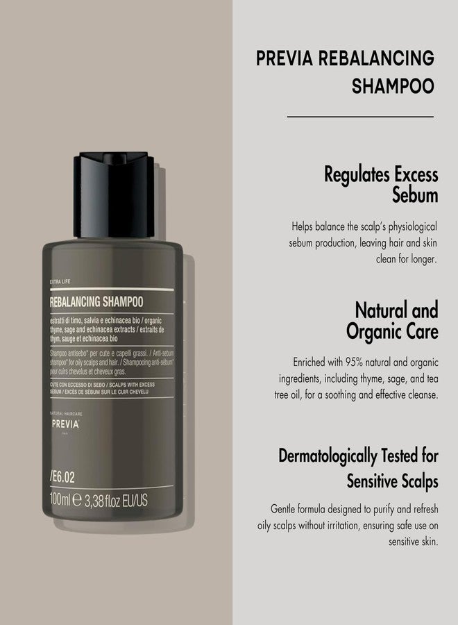 PREVIA Extralife Rebalancing Shampoo | Anti-Sebum Formula for Oily Hair and Scalp | Organic Ingredients | Vegan and Cruelty-Free | Dermatologically Tested | 3.38 oz - Image 3
