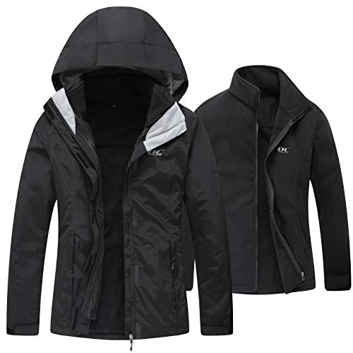 Diamond Candy Womens Winter Coat Waterproof Rain Jacket for Ski 3 in 1 Fleece Jacket with Hood