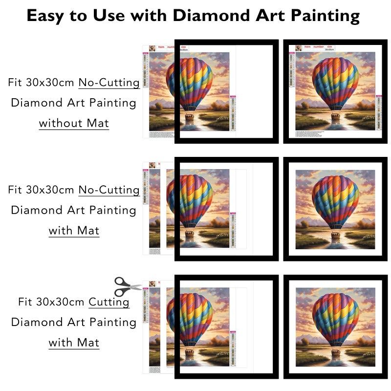 JCJMY JCJMY 12x12 Picture Frame Set of 4 Black with 10x10 Mat for 30 x 30cm Diamond Art Painting  Display Photo 10x10 with Mat or 12 x 12 Without Mat  Wall Hanging Large Frame with Plexiglass  4 Pack  Black - Image 4
