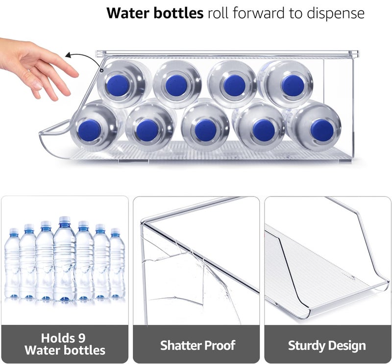Sorbus Water Bottle Organizer for Fridge with Lid â€“ Holds 9 Bottles â€“ Stackable Drink Organizer for Refrigerator, Pantry, or Countertop â€“ Clear BPA-Free Plastic Bottle Storage Holder - Image 4