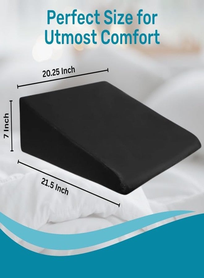Napzio Wedge Cushion, Wedge Pillows for Bed, Orthopedic Memory Foam Back Support for Bed, Acid Reflux, Snoring, GERD, Leg Elevation | 3 Years Warranty | 21.5L x 20.25W x 7H Inch | (Black) - Image 5
