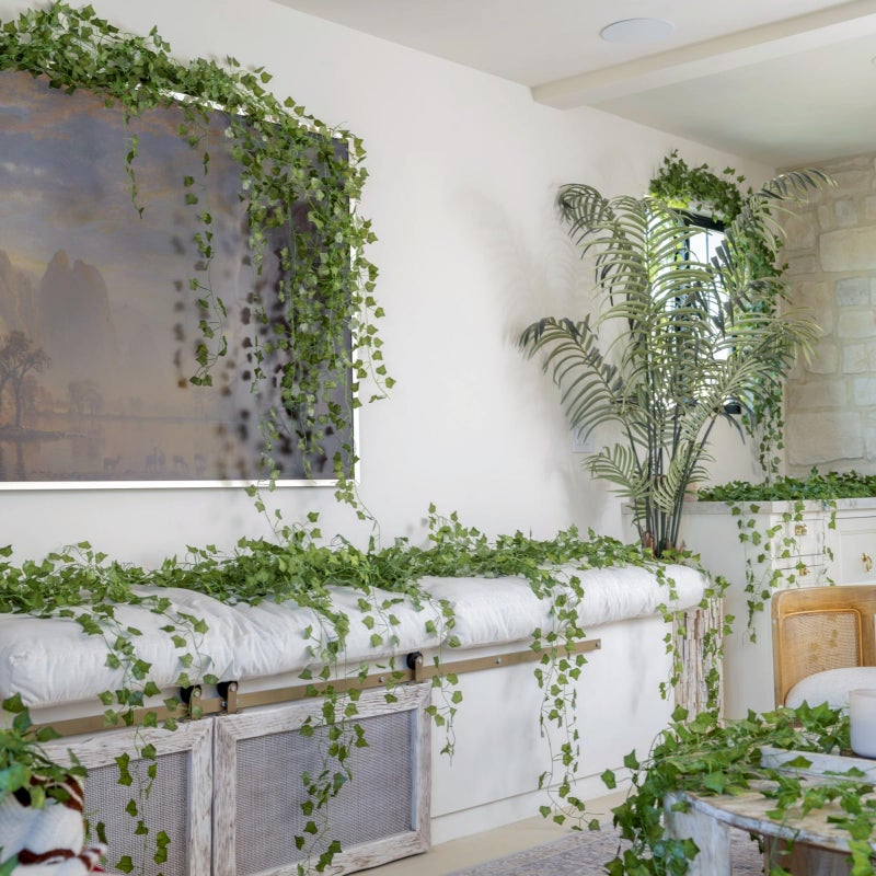 CQURE 96 Pack 672Ft Artificial Ivy Garland, Fake Vines UV Resistant Greenery Leaves Fake Plants Hanging Aesthetic Vines for Home Bedroom Party Garden Wall Room Decor - Image 2