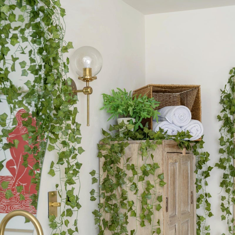 CQURE 96 Pack 672Ft Artificial Ivy Garland, Fake Vines UV Resistant Greenery Leaves Fake Plants Hanging Aesthetic Vines for Home Bedroom Party Garden Wall Room Decor - Image 5