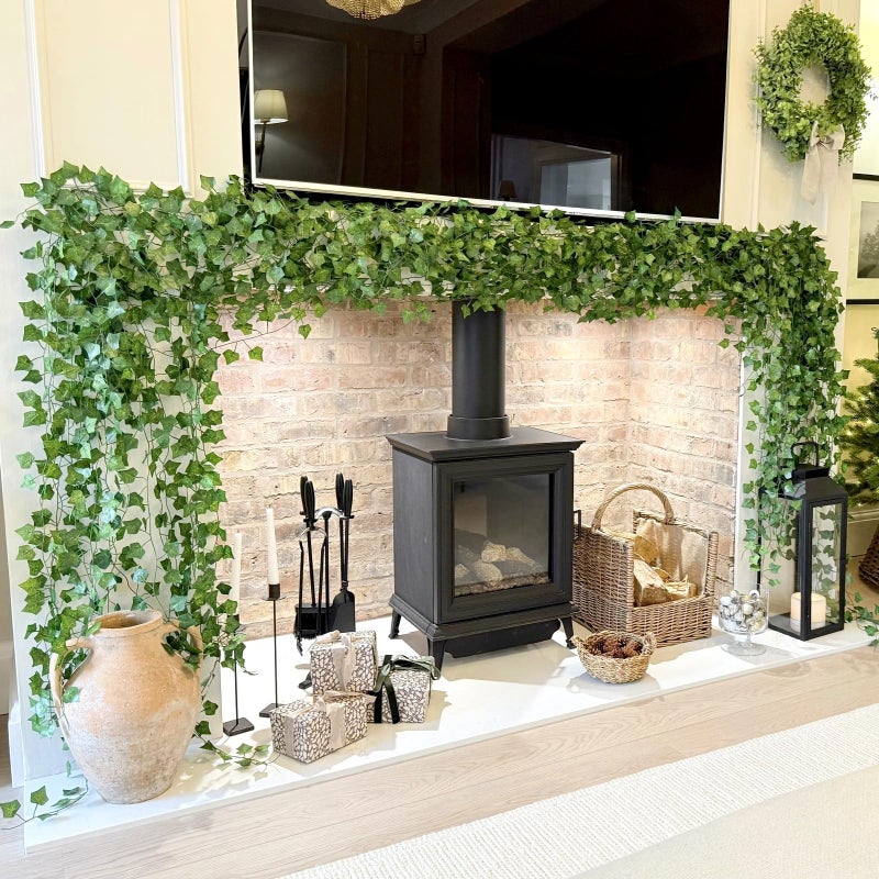 CQURE 96 Pack 672Ft Artificial Ivy Garland, Fake Vines UV Resistant Greenery Leaves Fake Plants Hanging Aesthetic Vines for Home Bedroom Party Garden Wall Room Decor - Image 4