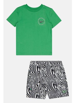 Reebok Kids Boy Sportswear Fit Short Sleeves T-shirt And Short, Green  - Image 1