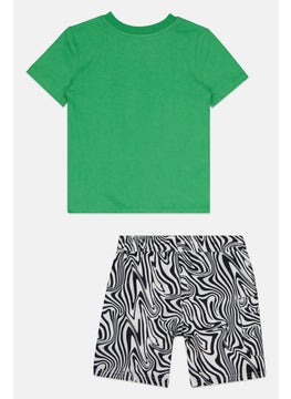 Reebok Kids Boy Sportswear Fit Short Sleeves T-shirt And Short, Green  - Image 2