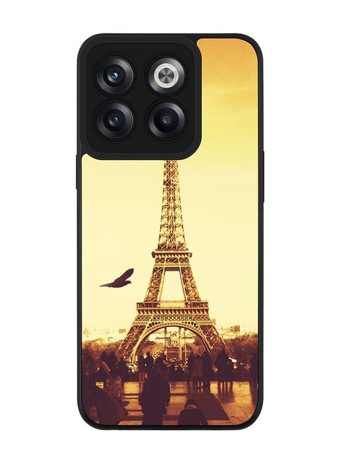 Rugged Black edge case for OnePlus 10T Slim fit Soft Case Flexible Rubber Edges Anti Drop TPU Gel Thin Cover - Paris - Eiffel Tower