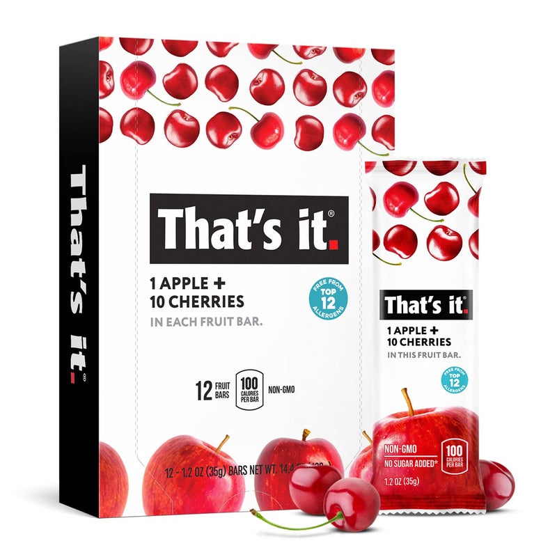 That's it. Thats it Apple  Cherry 100 Natural Real Fruit Bar Best High Fiber Vegan Gluten Free Healthy Snack Paleo for Children  Adults Non GMO No Sugar Added No Preservatives Energy Food 12 Pack - Image 3