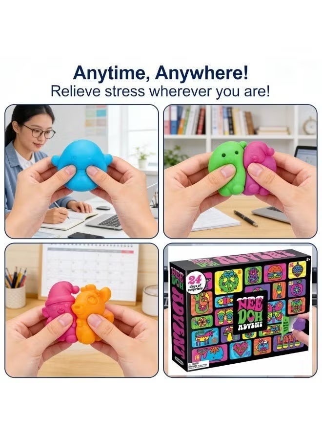 Needoh Calendar 24 Days of Surprises - Squishy Fidget Toys Set, Soft TPR Stress Relief Toys for Kids, Holiday Countdown Calendar Gift for Boys & Girls - Image 2