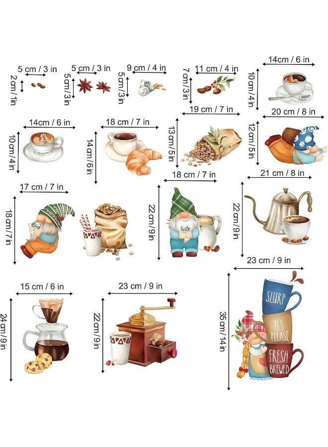 decalmile Kitchen Gnome Wall Decals Coffee Tea Cup Wall Stickers Living Room Dining Room Cafe Wall Decor - Image 5