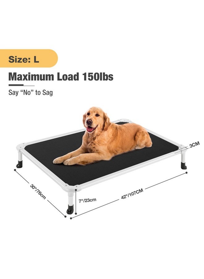 Chew Proof Elevated Dog Bed  Cooling Raised Pet Cot  Silver Aluminum Frame And Durable Textilene Mesh Fabric, Unique Designed NoSlip Feet For Indoor Or Outdoor Use, Black, Large, Cwc2003 - pzsku/ZBAFEEA77BEEF3A6162F8Z/45/_/1726218665/c7bd97fa-4a95-4ff4-87d5-b4ad3b58b5d8