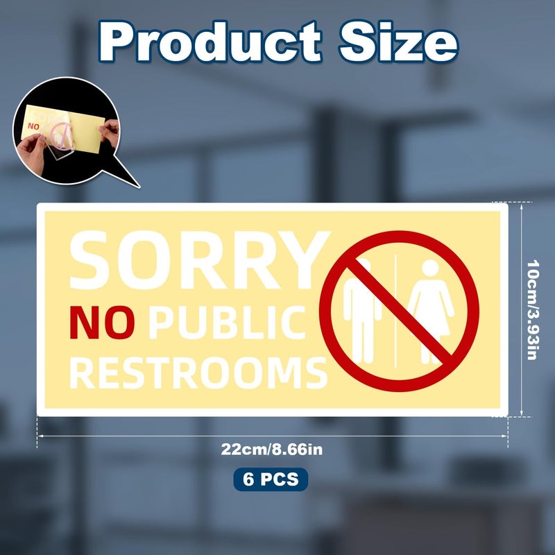 PEUTIER 6pcs No Public Restroom Signs, 8.66x3.94 Inch Waterproof Restroom Vinyl Labels for Business Removable Sorry No Public Restroom Sticker Warning Signs for Home Office Stores - Image 2