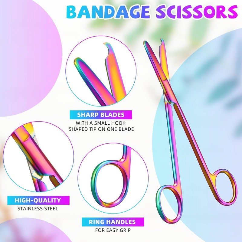 BBTO Hemostat Curved and Straight Hemostat Forceps Piercing Pliers Forceps, Stainless Steel Straight and Curved Pliers, Fishing Tweezer(Colorful,4 Pcs) - Image 3
