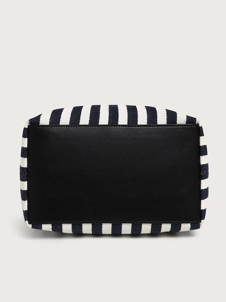 Large Capacity Tote Bag Striped Canvas Bag Simple Mother And Mother Bag Shoulder Bag Simple Women'S Bag - Image 5