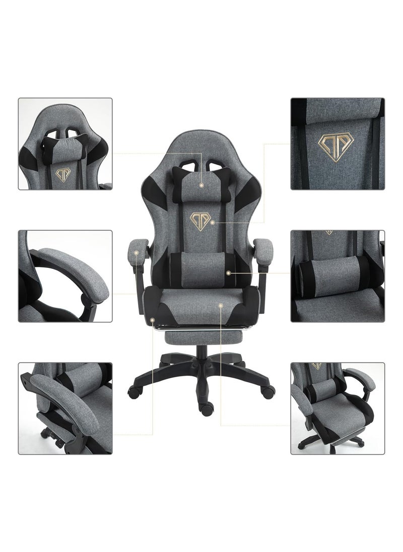 OHAHO Gaming Chair Computer Chair, Ergonomic High Back Fabric Gaming Chair, Tilt and Height Adjustable Computer Chair with Neck and Massaging Lumbar Support for Office or Gaming  - Image 4