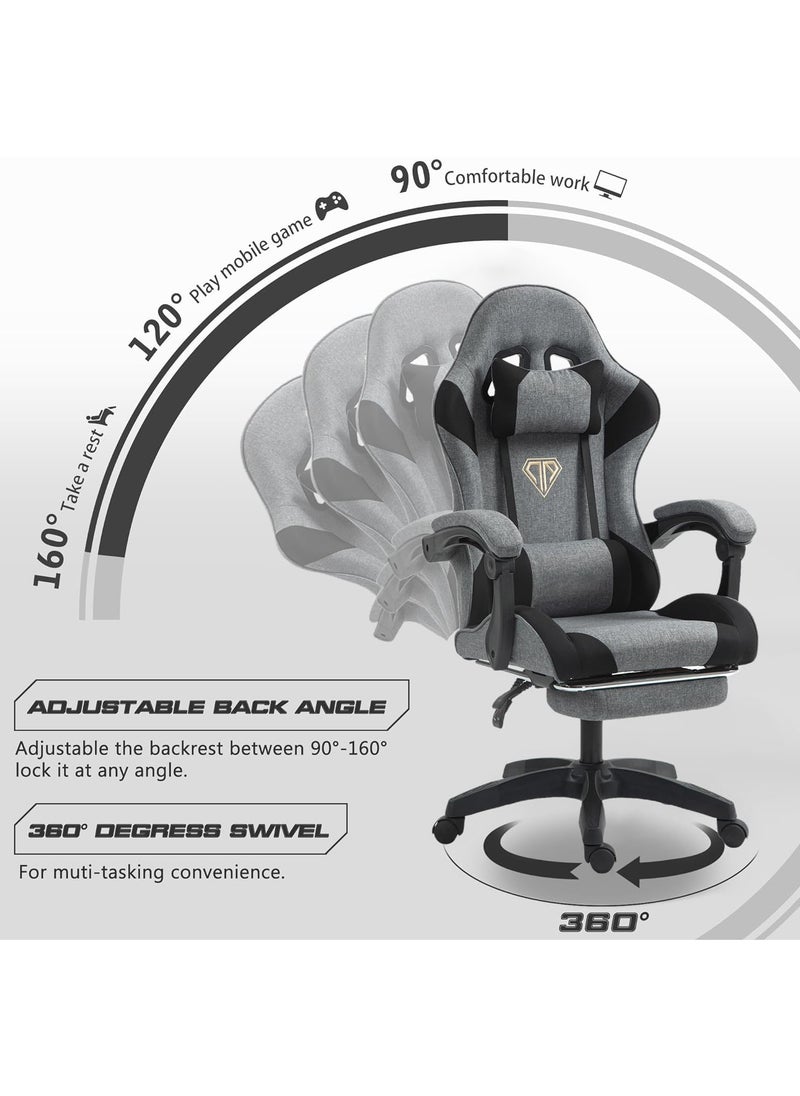 OHAHO Gaming Chair Computer Chair, Ergonomic High Back Fabric Gaming Chair, Tilt and Height Adjustable Computer Chair with Neck and Massaging Lumbar Support for Office or Gaming  - Image 5