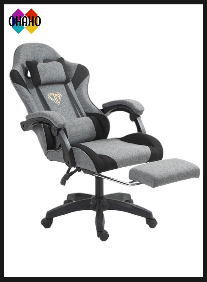 Gaming Chair Computer Chair, Ergonomic High Back Fabric Gaming Chair, Tilt and Height Adjustable Computer Chair with Neck and Massaging Lumbar Support for Office or Gaming