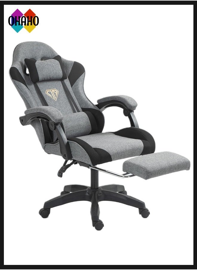 OHAHO Gaming Chair Computer Chair, Ergonomic High Back Fabric Gaming Chair, Tilt and Height Adjustable Computer Chair with Neck and Massaging Lumbar Support for Office or Gaming  - Image 1