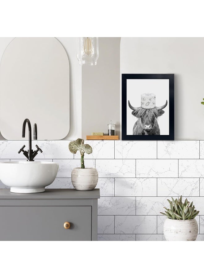 YongArt Black Framed Bathroom Decor - Funny Highland Cow Wall Art in Bathtub - Image 3