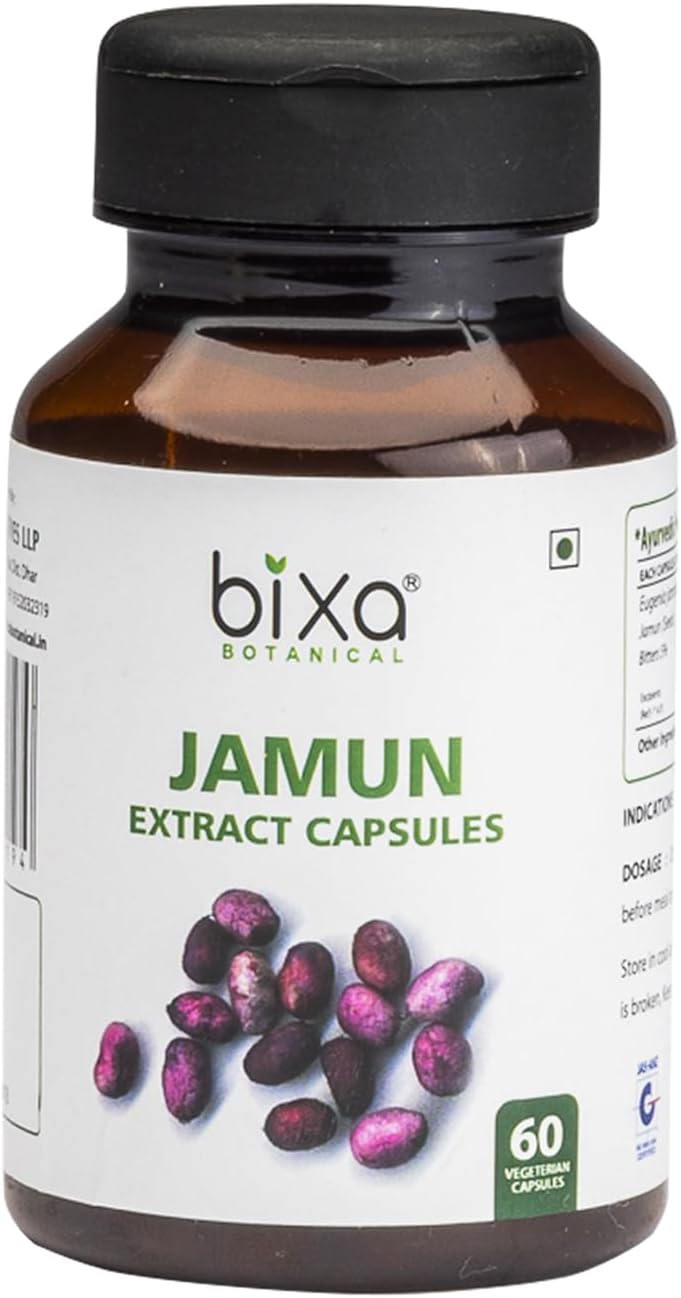 bixa BOTANICAL Jamun Extract Capsule (Black Plum) (Eugenia Jambolana) | Herbal Supplement | Supports Proper Digestion (60 Count (Pack of 1))