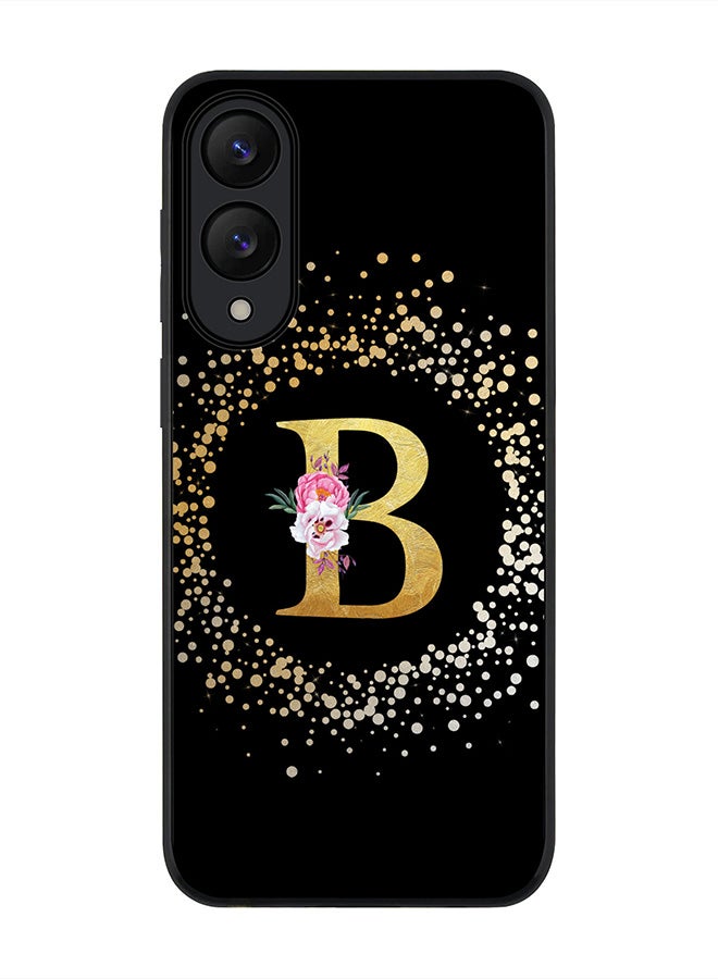 Stylizedd For Samsung Galaxy S25 Edge Case,Slim fit Camera Protection, Shockproof Thin Phone cover  - Custom Monogram Floral - B ( Black )