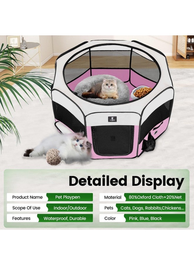 إكس-زون بيت حظيرة لعب الكلاب المحمولة من X-ZONE PET للجراء والقطط والأرانب والصيصان، خيمة لعب قابلة للطي، قفص للكلاب، مناسب للسفر والتخييم في الأماكن المغلقة/المفتوحة، وردي كبير - Image 2