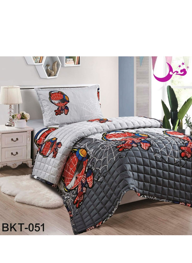 مون طقم لحاف أطفال مضغوط مكون من 3 قطع مايكروفايبر 210x160 سم  - Image 1