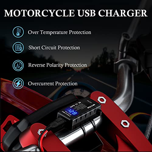 BATIGE شاحن دراجة نارية BATIGE USB محول SAE إلى USB نوع C وشحن سريع USB 3.0 مع فولت متر، مفتاح تشغيل/إيقاف وكابل تمديد SAE بطول 3.6 قدم، 3 خيارات تثبيت مقاومة للماء لجهاز GPS والهاتف الذكي والكاميرا - Image 5