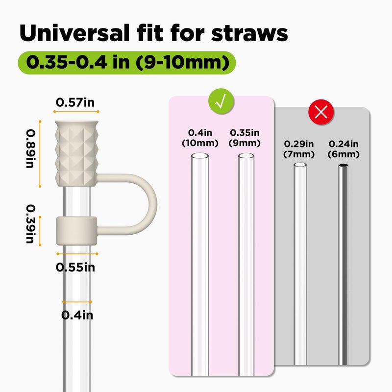 VOGOGE 6 Pcs Straw Covers Caps, 0.4in/10mm Straw Toppers for Stanley Cup 30/40 oz, Starlight - Image 2