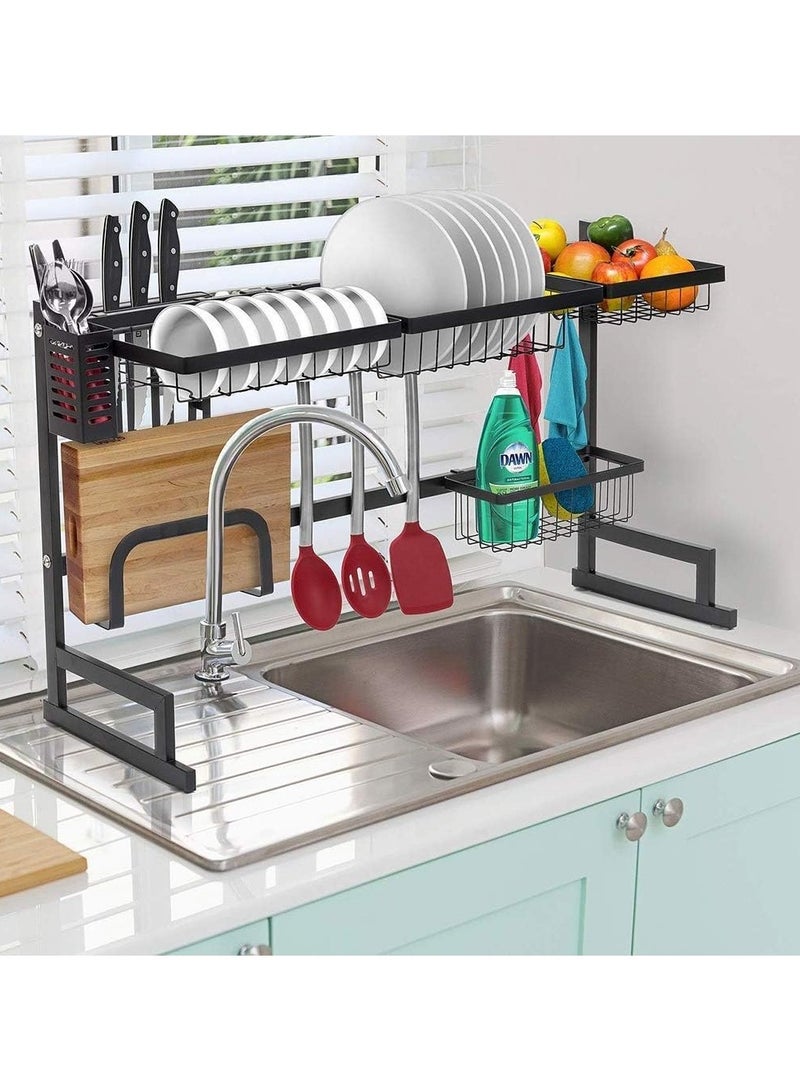 Over The Sink Dish Drying Rack Organizer Black 85cm