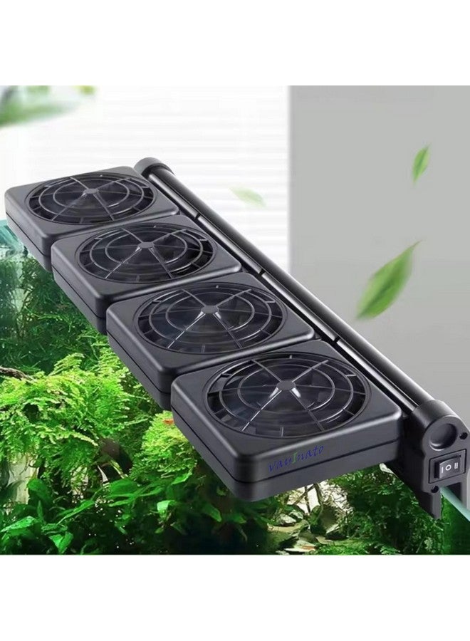 Four Head (Black) Fish Tank Cooling Fan System, 2 Wind Speed Adjustable Cooling Fan Fish Tank Cold Wind Chiller, Angle Adjustable Clip On Chiller By Petzlifeworld