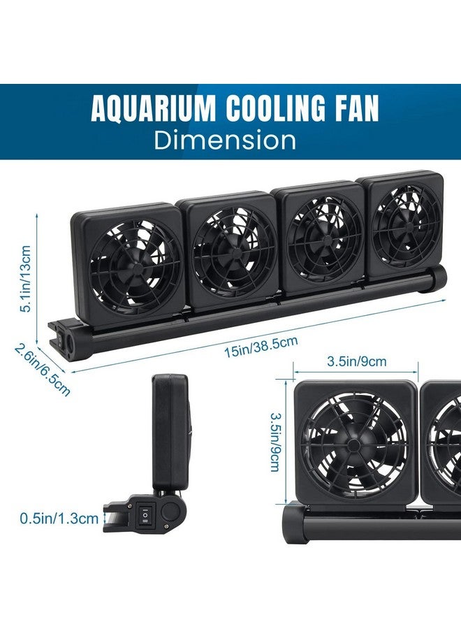Four Head (Black) Fish Tank Cooling Fan System, 2 Wind Speed Adjustable Cooling Fan Fish Tank Cold Wind Chiller, Angle Adjustable Clip On Chiller By Petzlifeworld