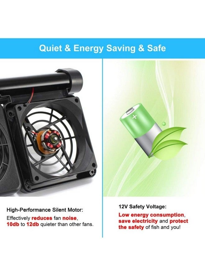 Four Head (Black) Fish Tank Cooling Fan System, 2 Wind Speed Adjustable Cooling Fan Fish Tank Cold Wind Chiller, Angle Adjustable Clip On Chiller By Petzlifeworld