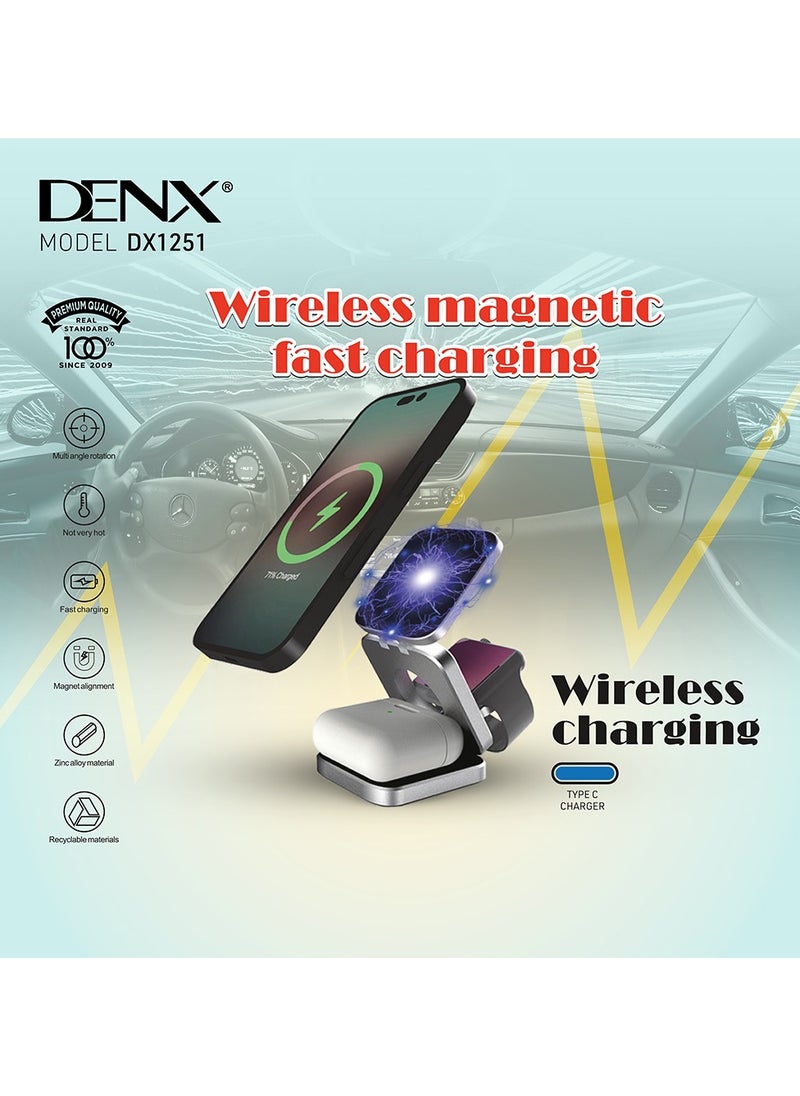 Denx - Magnetic  Holder Wireless Fast Charger Type C Port 15 W - Image 1