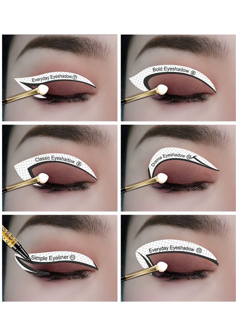 كابتن تيك ملصق استنسل لظلال العيون من Cat ، مجموعة ملصقات Stamp Pad Stencil من أجل ظلال العيون وكحل العيون لأساسيات المكياج للمبتدئين (12 نمطًا) - Image 2