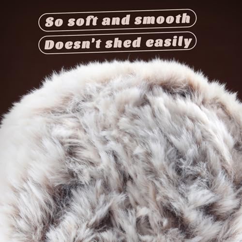 DAERBOF Soft Chunky Fluffy Fuzzy Faux Fur Yarn for Crocheting - Eyelash Furry Yarn for Knitting Blankets, Scarves and Sweaters, 3.5 Oz/75 Yards Per Roll (Pure White) - Image 3