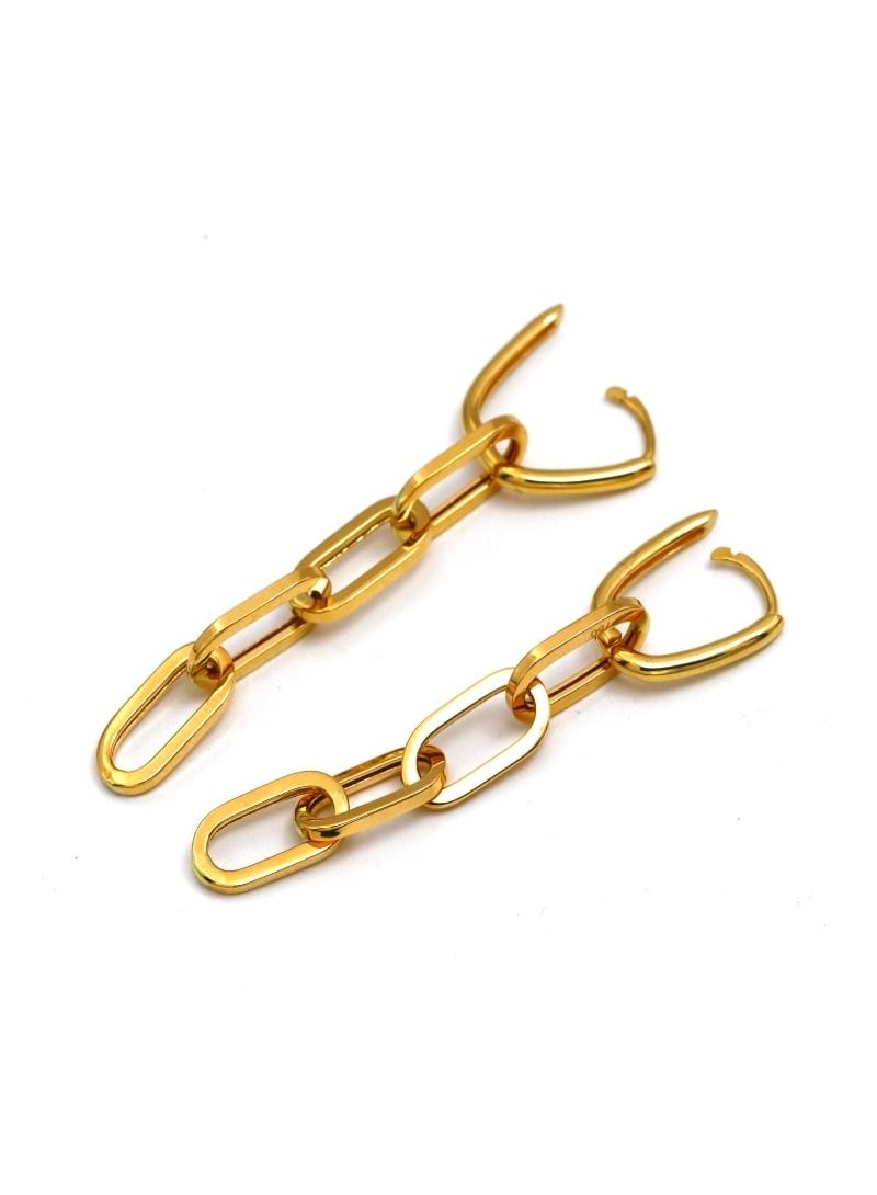 Gold Zone Real Gold Bigger Paper Clip Hanging Earring - Image 2