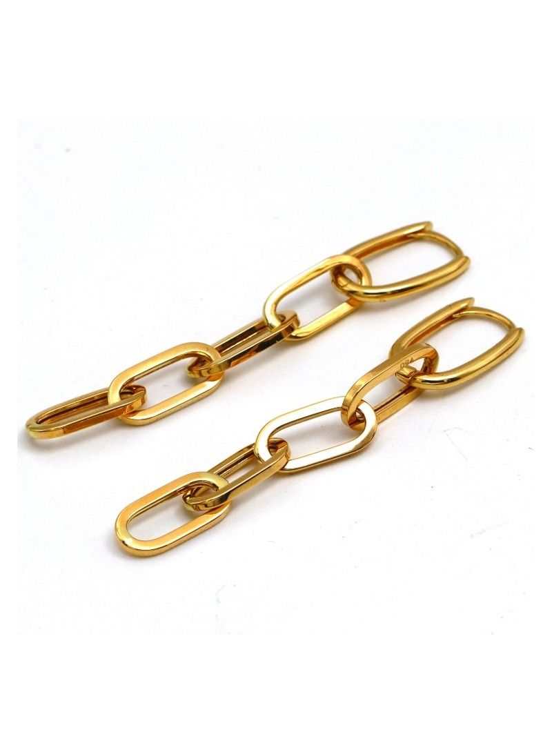 Gold Zone Real Gold Bigger Paper Clip Hanging Earring - Image 3