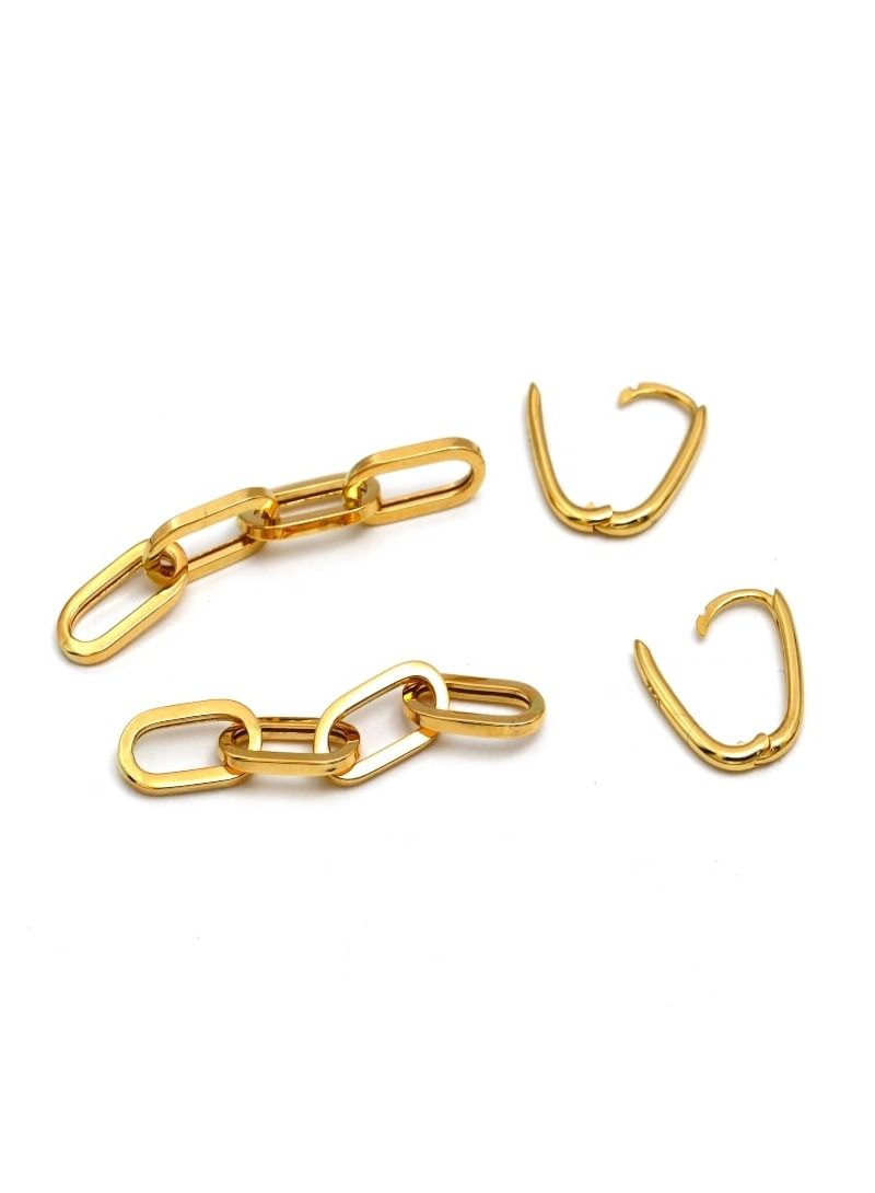 Gold Zone Real Gold Bigger Paper Clip Hanging Earring - Image 5