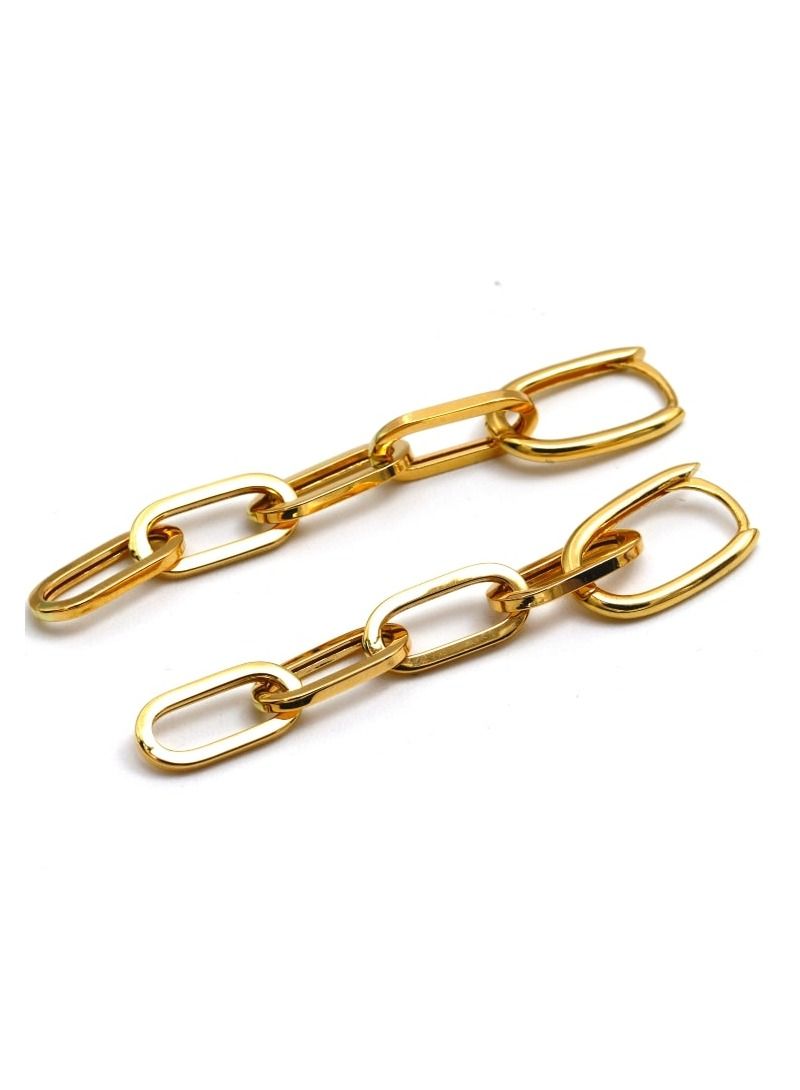 Gold Zone Real Gold Bigger Paper Clip Hanging Earring - Image 1