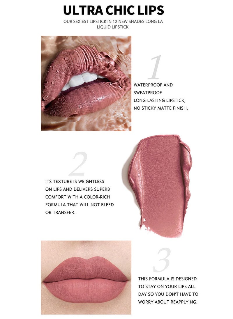 Handaiyan Lipstick Set Matte Liquid 12 Colors Long Lasting Waterproof for Women Highly Pigment Velvety Nude Super Stay Soft Hydrating & Lightweight Professional Moisturizing Makeup Lips Gift  - Image 4