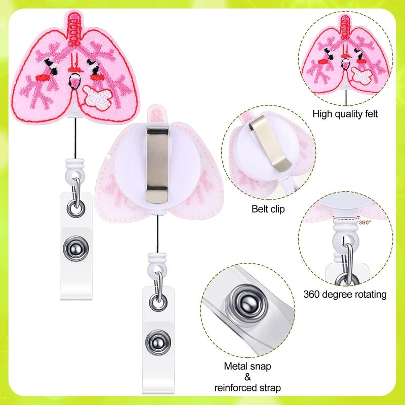 klarako 8 Pieces Felt Retractable Badge Reels, Themed Badge Holders Gift for Christmas Thanksgiving School Nurses Students ID Name Cards Lanyards Holidays (Lovely Style) - Image 3