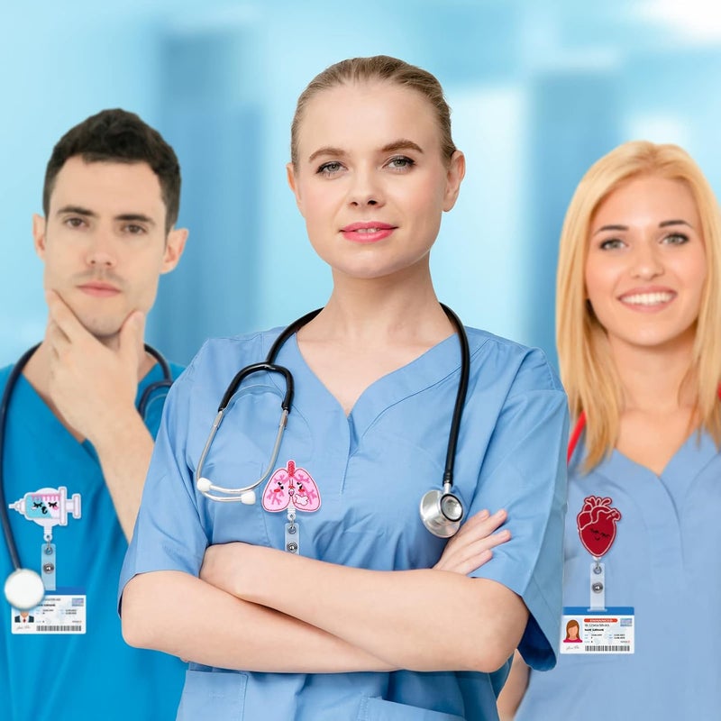 klarako 8 Pieces Felt Retractable Badge Reels, Themed Badge Holders Gift for Christmas Thanksgiving School Nurses Students ID Name Cards Lanyards Holidays (Lovely Style) - Image 5